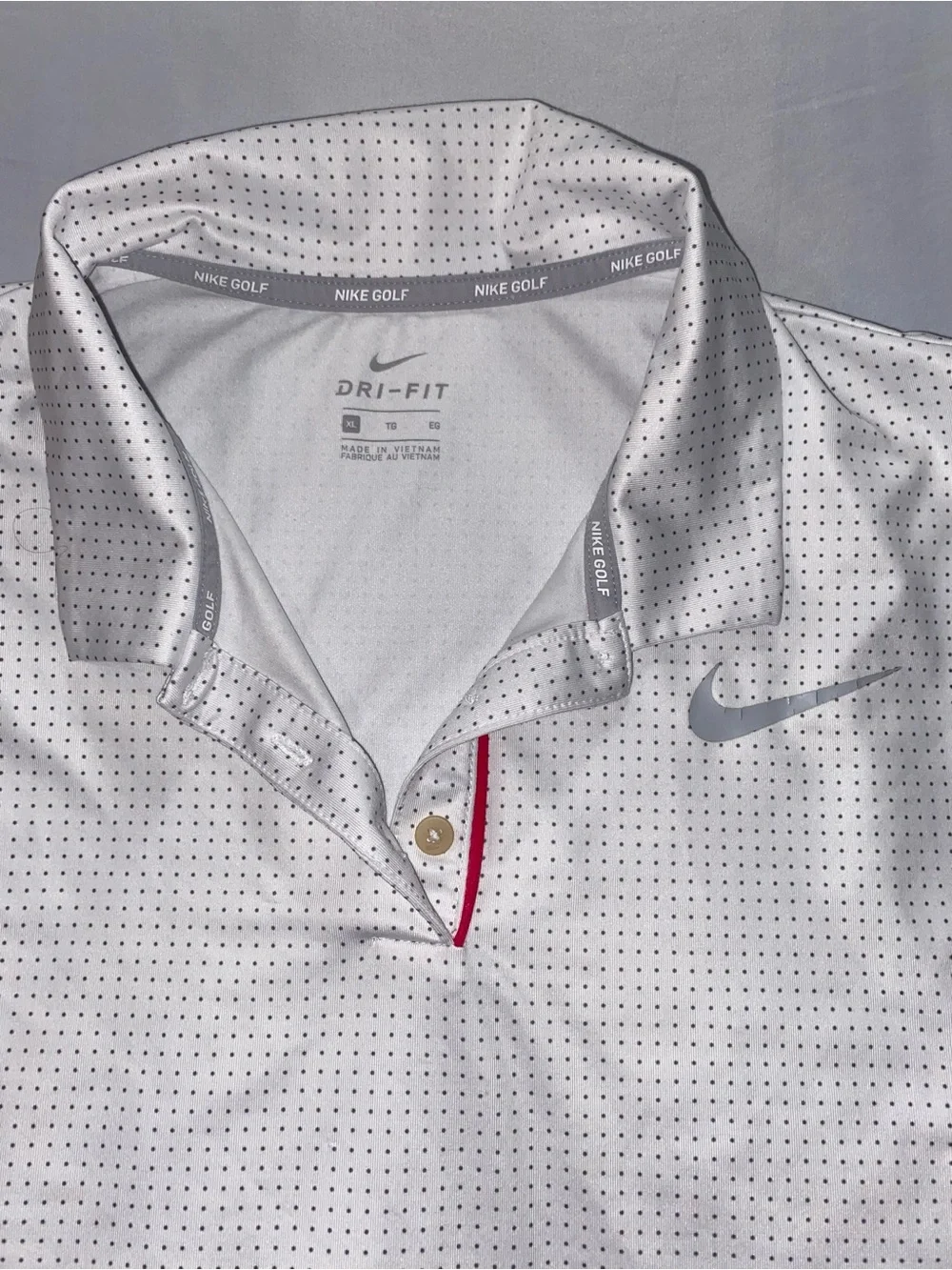 Nike Golf Womens Size XL White with Polka Dots Collared Tank Summer Dri-Fit
